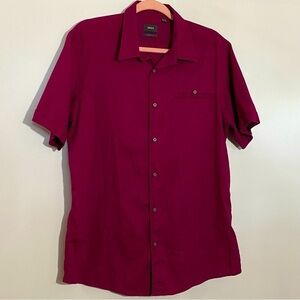 Mexx men  burgundy button down preppy casual career work short sleeve shirt